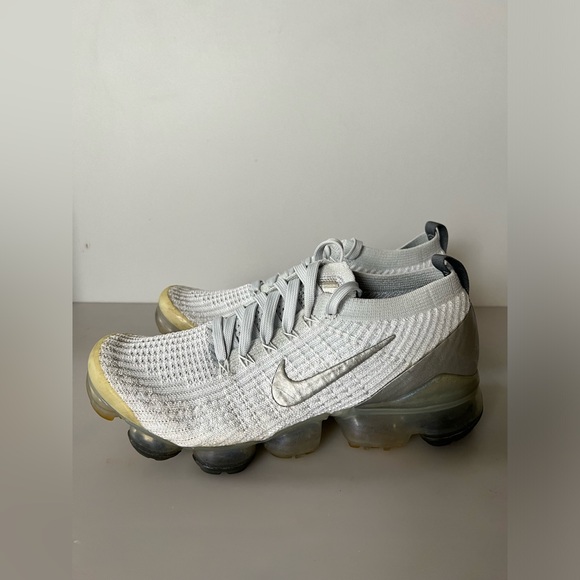 Nike Air Vapormax Flyknit 3 White Metallic Silver Platinum Sneakers. Size 8.5M - Picture 1 of 14